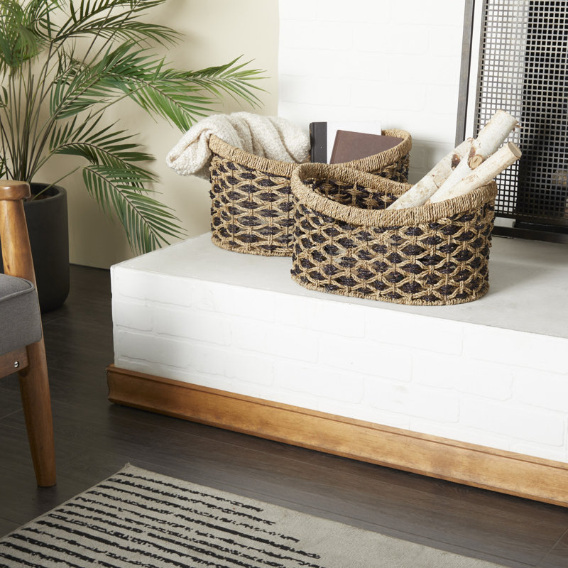 Handmade Seagrass Basket With Handles - Set of 2