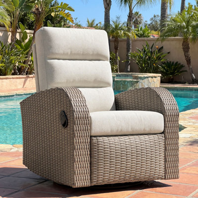 Fauteuil inclinable et pivotant surdimensionné en osier pivotant à 360 ° pour l'extérieur, chaise longue inclinable et réglable pour patio