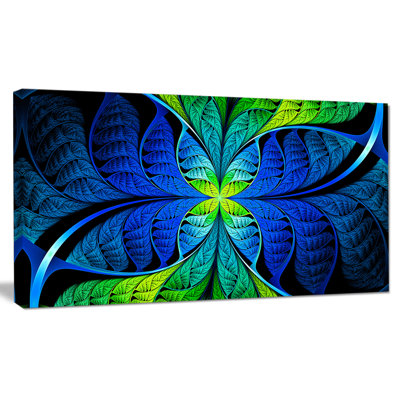 " Blue Green Fractal Stained Glass "