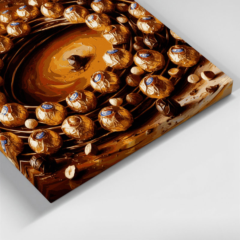 Desserts Ferrero Rocher, art mural sur toile rouge, H 12 po x l 18 po