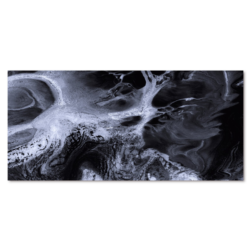 «Black and White Marble Waves», reproduction sur toile, H 28 po x l 60 po x P 1,5 po, Toile tendue