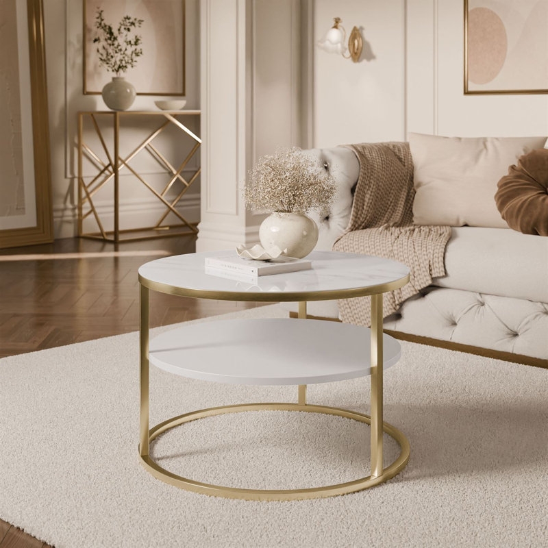 CIRI SLIM Round Coffee Table with Shelf