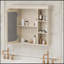 Armoire de salle de bain murale moderne avec plusieurs options de rangement et un design élégant-993814800