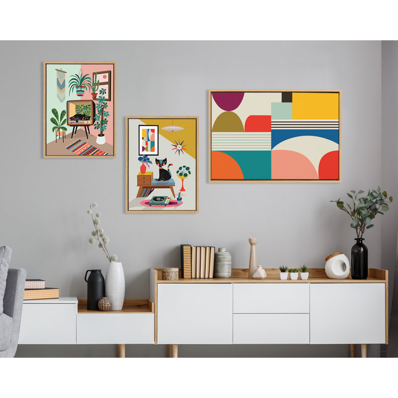 Corrigan Studio® Sylvie Record Player Framed Canvas By Rachel Lee Of My Dream Wall 18X24 Natural