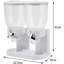 Maranto Cereal Dispenser Double Plastic Cereal Dispenser Classic Dry Food Canister (White)