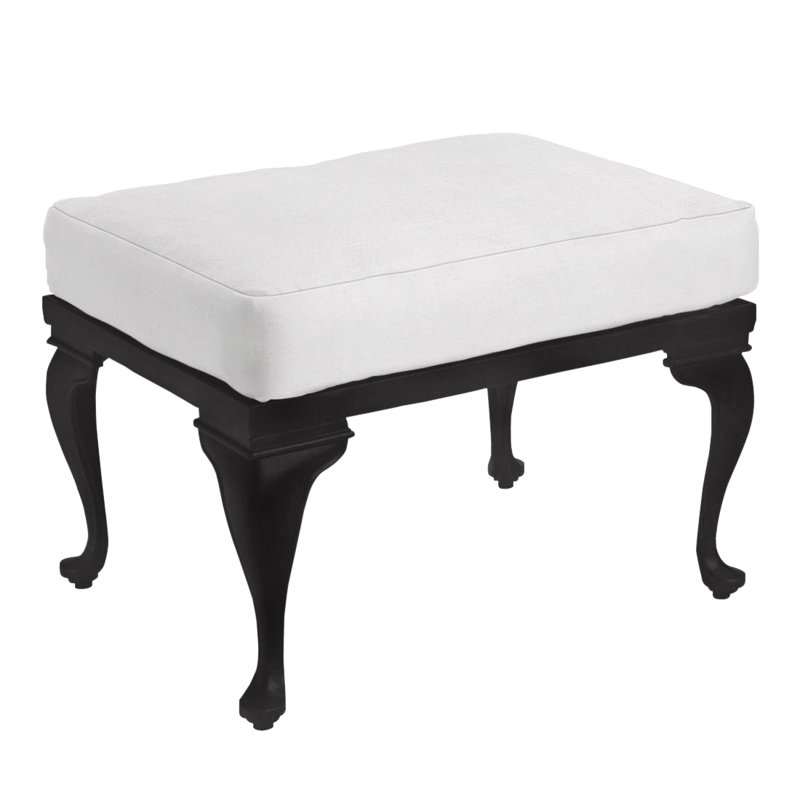 Provance Ottoman with Cushion, No Welt, Linen Snow, Chalk