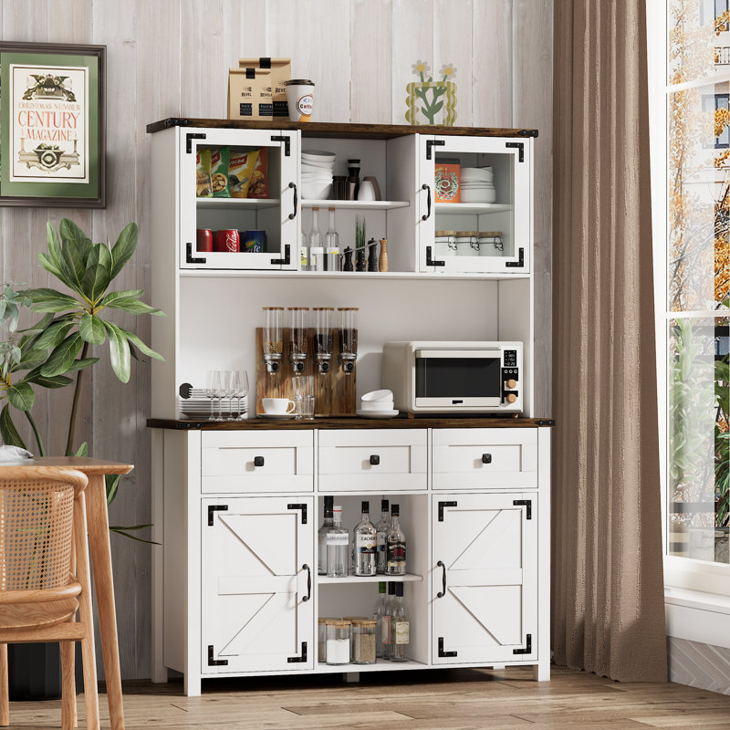 68" Kitchen Pantry With Microwave Shelf