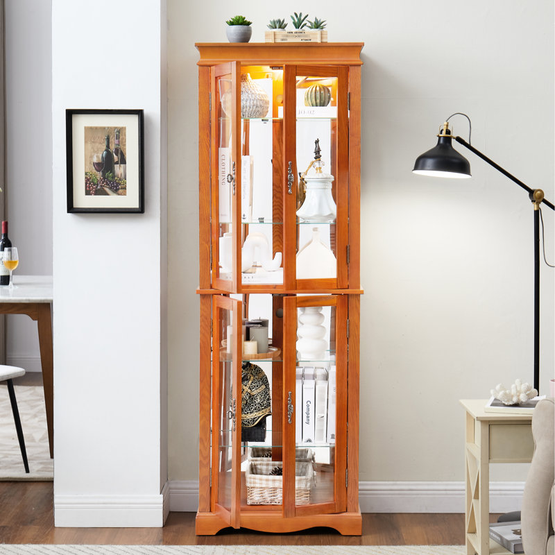 Pantry Display Cabinet With Elegant Design And Abundant Space Lighted Glass Multilayer Customizable Storage