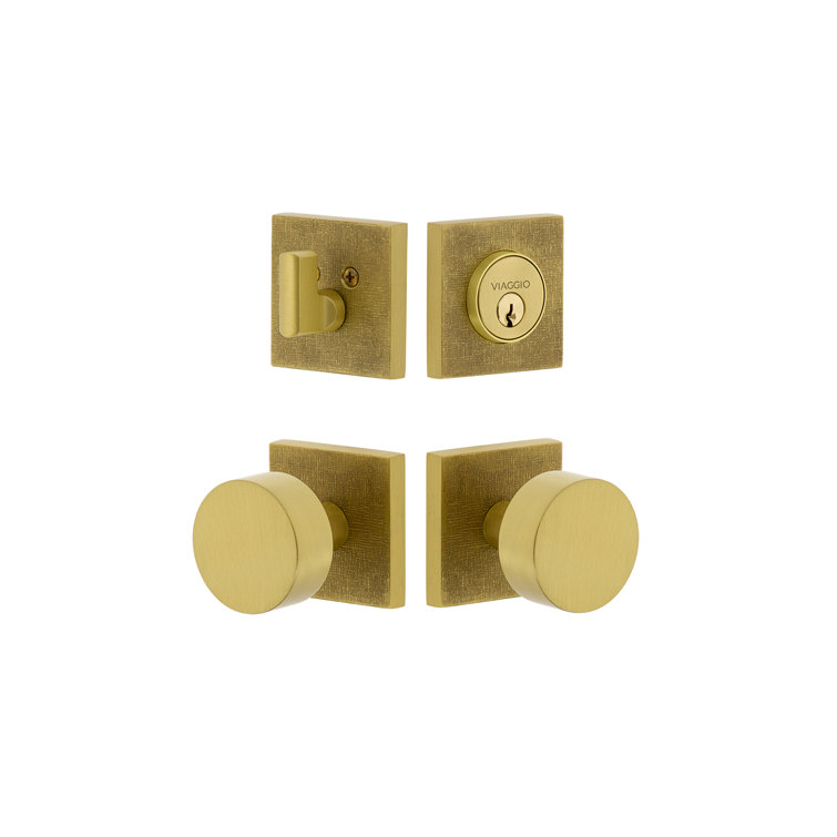 Viaggio Quadrato Linen Texture Rosette Complete Entry Set with Circolo Knob