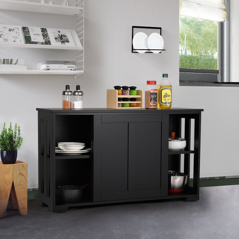 107cm Multifunctional Sideboard with Concealed Storage, Black