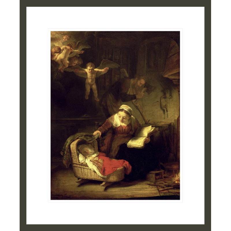 La Sainte Famille par Rembrandt van Rijn - Estampe numérique encadrée, H 21,42 po x l 17,75 po