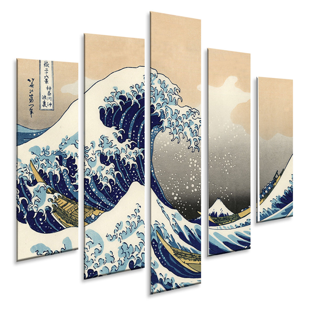 5-tlg. Kunststoffbilder-Set Highland Dunes Hokusai The Great Wave of Kanagawa