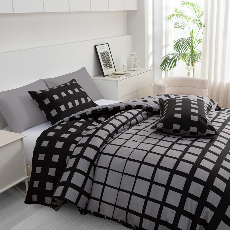 Premium Duvet Cover Set Dotty Pattern Double Brushed Microfiber Reversible With Zipper Closure & Corner Ties