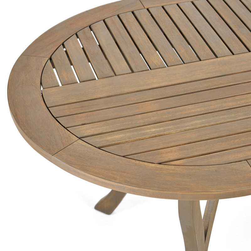 Gray Acacia Wood 6-Person Outdoor Dining Set with Cream Cushions
