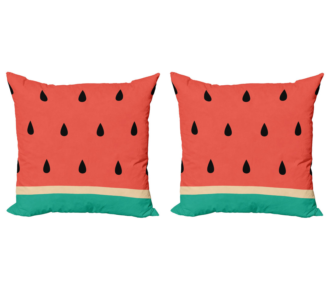 Dekokissen Kissenbezug, Minimalistic Watermelon Art, Obst, Jadegrün Scharlachrot Schwarz