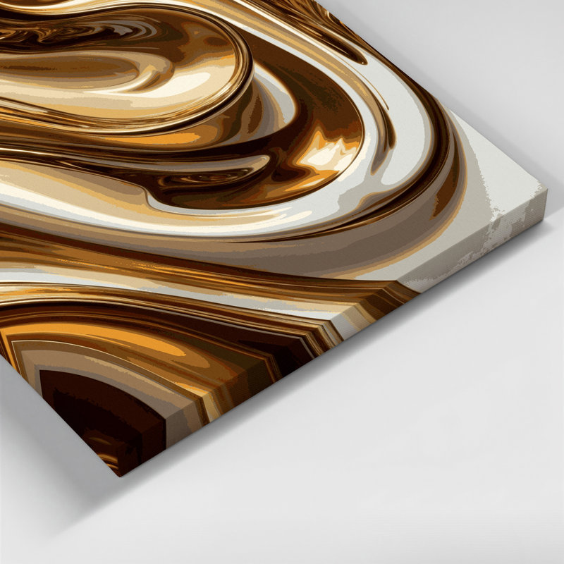 Abstrait art fluide sur toile beige 98, H 12 po x l 12 po