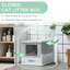 Enceinte de litière pour chat - portes doubles, toilette grise avec couvercle, gris, grande capacité et nettoyage facile
