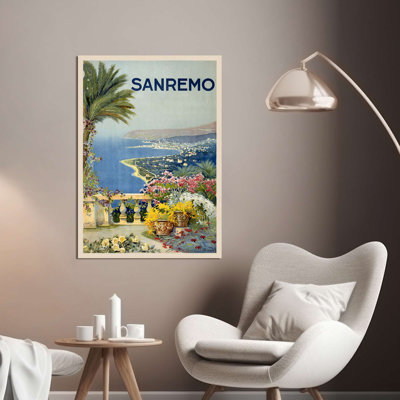 Vintage City Poster: Sanremo - Wrapped Canvas Print