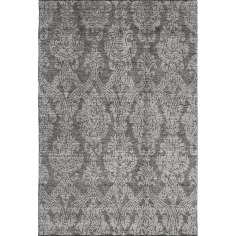 Premium Machine Washable Honig AMF1659 Damask Rug, Rectangle 10' x 14'
