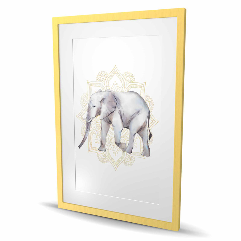 Elephant on Mandalas - Framed Matted Print | Home Decor