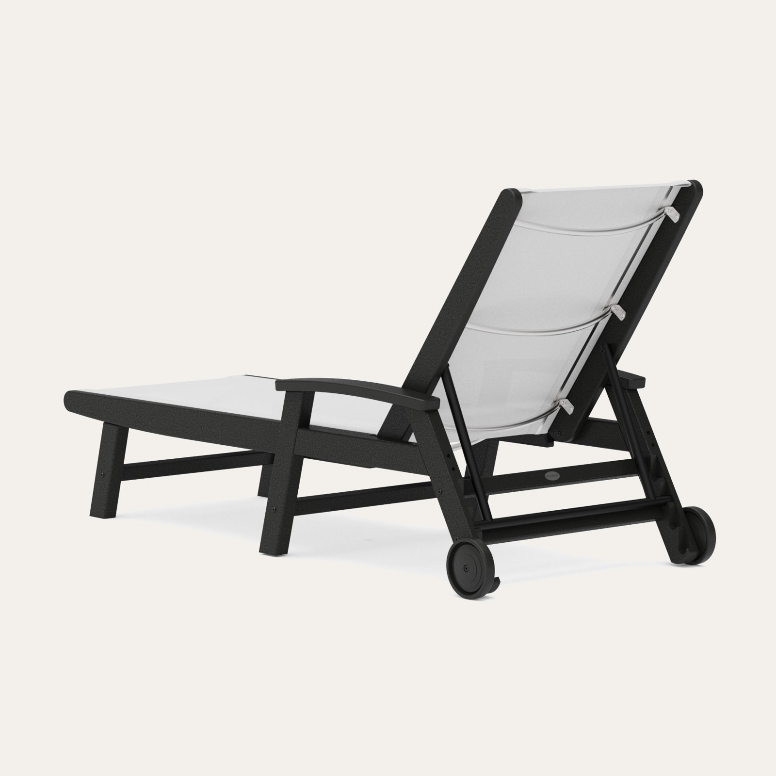 POLYWOOD Coastal Chaise with Wheels, Black, White