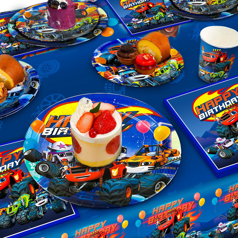 Monster Truck Birthday Party Supplies,65pcs Monster Truck Party Tableware Set