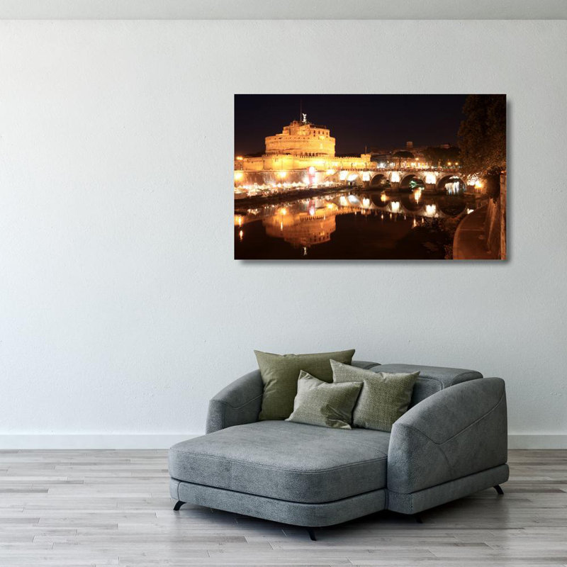 Château et pont Saint-Ange, Rome, H 24 po x l 40 po