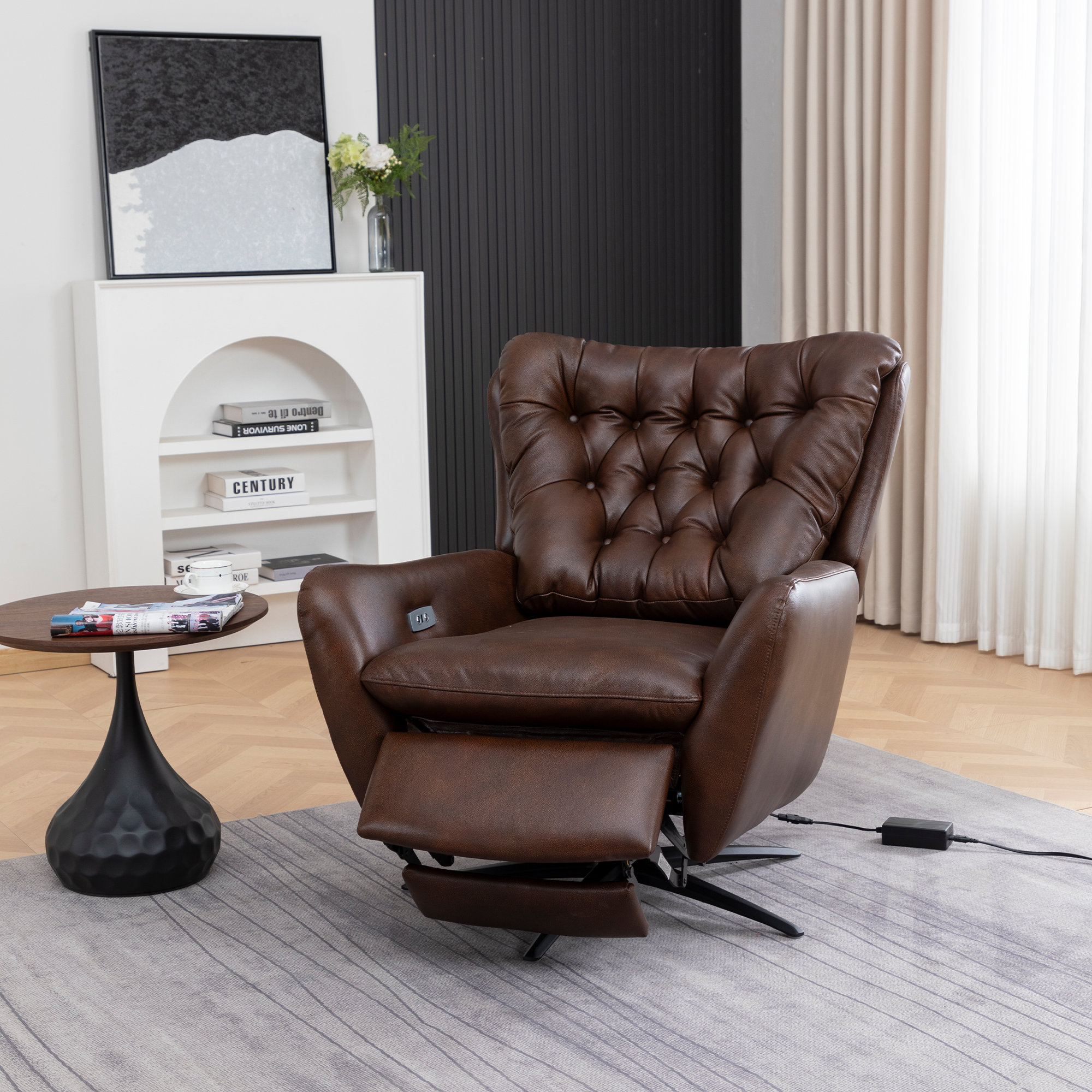 Harrington Swivel Wingback Recliner, Chocolate