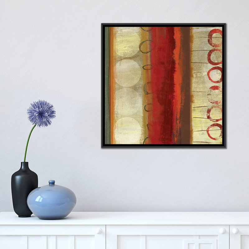 «Oasis Circles II», reproduction sur toile, H 18 po x l 18 po x P 1,5 po, Toile avec cadre noir, Pas de tapis