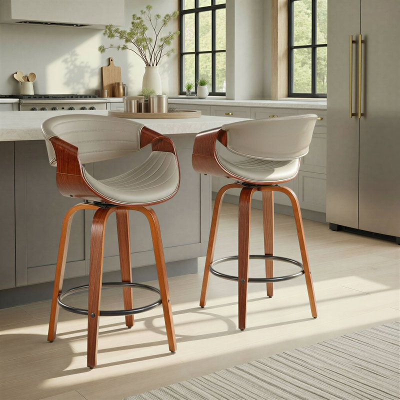Tabouret de bar et de comptoir Arabelle, Tabouret de comptoir (siège d'une hauteur de 26 p, Gris clair / noir, Gris