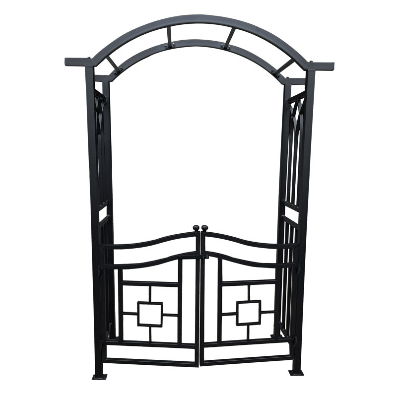 Arche de jardin en aluminium avec barrière, Noir