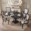Ensemble de table de salle à manger ronde extensible rétro en chêne avec quatre fauteuils rembourrés-1738239484
