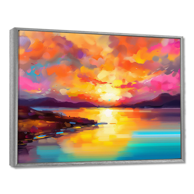 Coucher de soleil avec des reflets colorés II - Coastal Sunset, reproduction sur toile, H 34 po x l 44 po, Argent argent