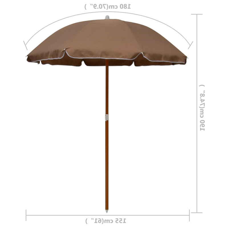 Emmalynn 155cm Market Parasol, Taupe