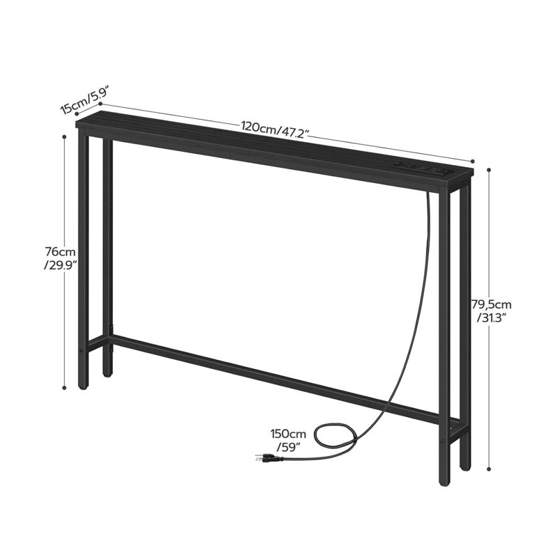 Table d'appoint Narrow Console, Noir