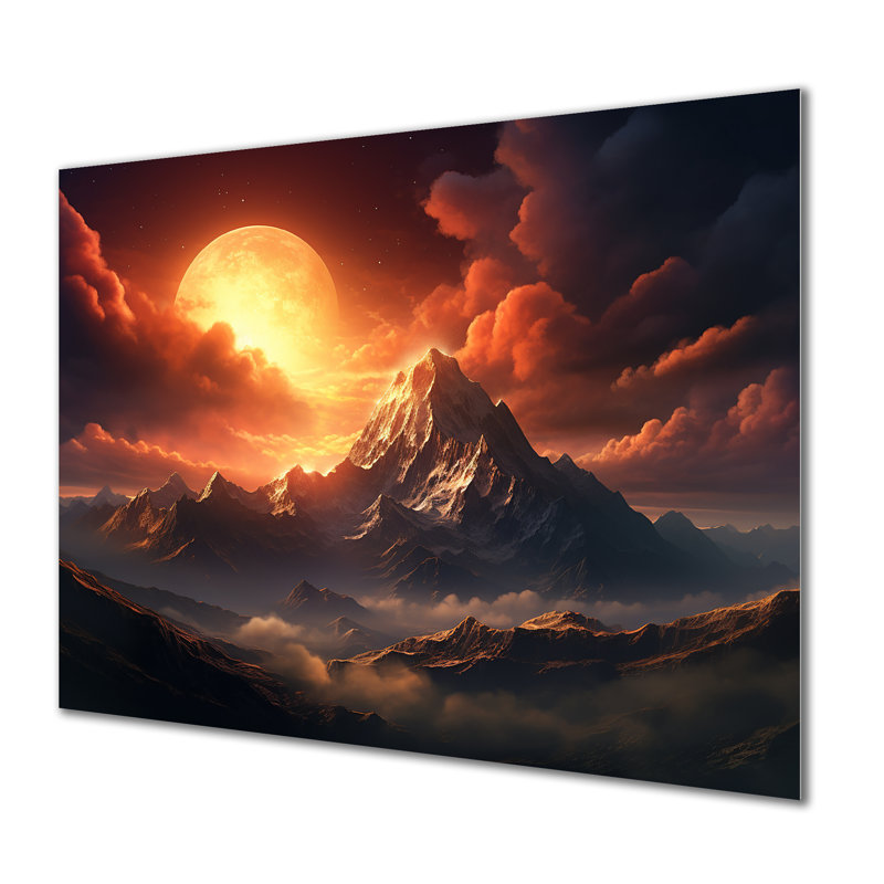 Paysage lunaire de montagne, art mural en métal III, H 30 po x l 40 po x P 1,5 po