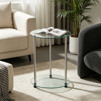 Table de bout ronde à 2 niveaux en verre Designs2Go