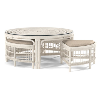 Raffles Rattan Cocktail Table with Benches