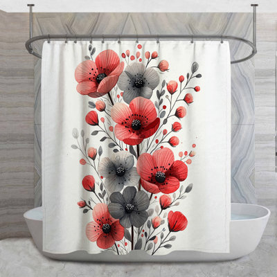 Rideau de douche Vibrant Flowers - Floral Bathroom Decor Cottage
