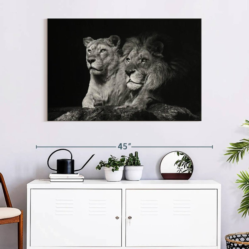 Lion And Lioness Mates Canvas Print, 39" H x 26" W x 1.25" D