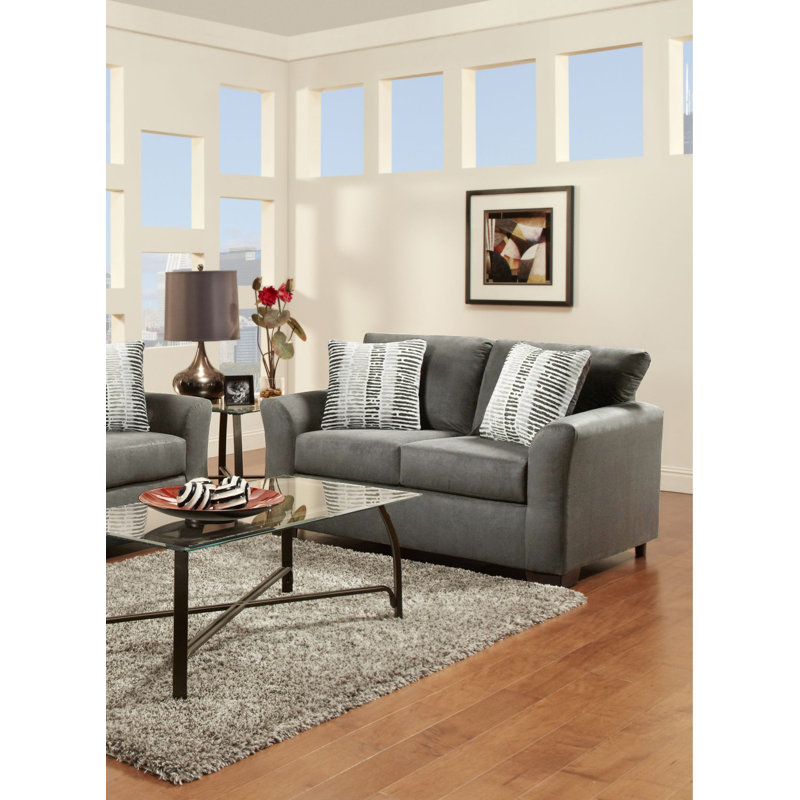 Canapé Elinaire, 2, Noir / rayures gris clair, Mélange de polyester gris anthracite