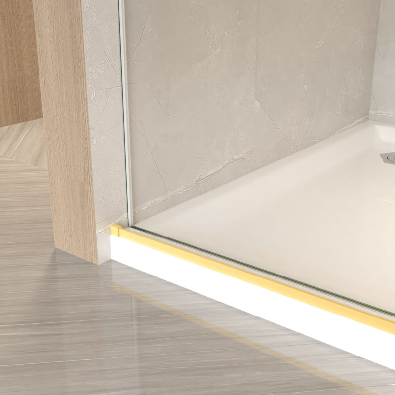 Porte de douche coulissante sans cadre l 50 à 54 po x H 76 po avec verre trempé transparent 5/16 po et quincaillerie en acier inoxydable