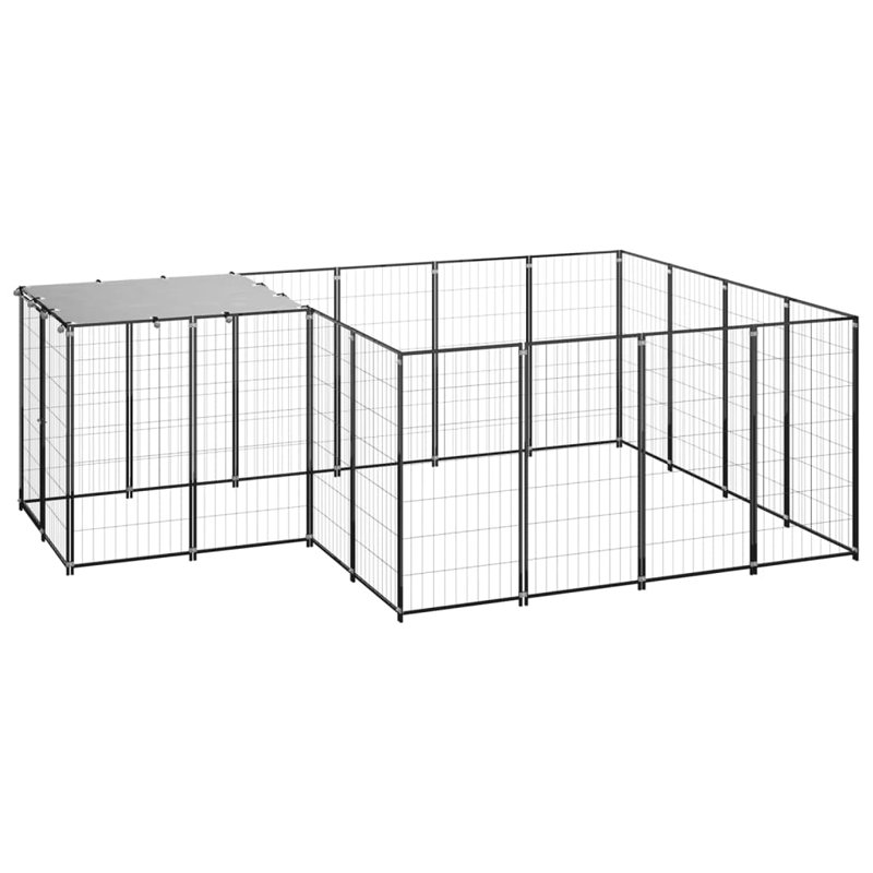 43.3'' H Powder Coated Steel Yard Kennel With Door, Black 