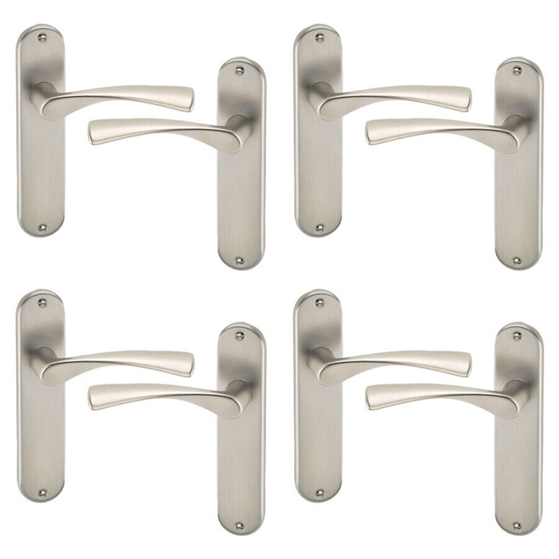 Door Handle, Satin Nickel Plain