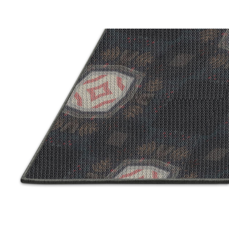 Tapis décoratif géométrique noir, Rectangle 2 pi x 3 pi