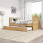 Lit plateforme simple en bois massif avec tiroirs de rangement et lit gigogne coulissant, finition naturelle, aucun sommier tapissier requis-13992036