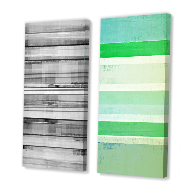 «Black and White Abstract Art II», ensemble de 2 peintures sur toiles, Toile tendue, H 20 po x l 24 po x P 1 po