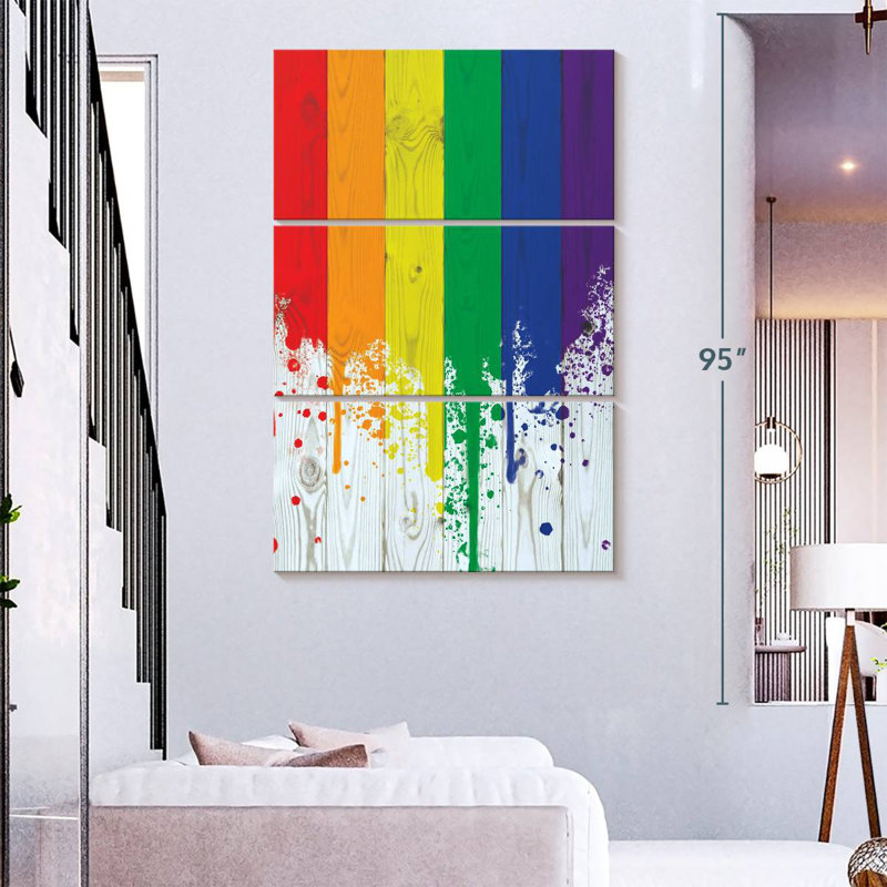 Khepri Rainbow Paint Spill, 74" H x 48" W