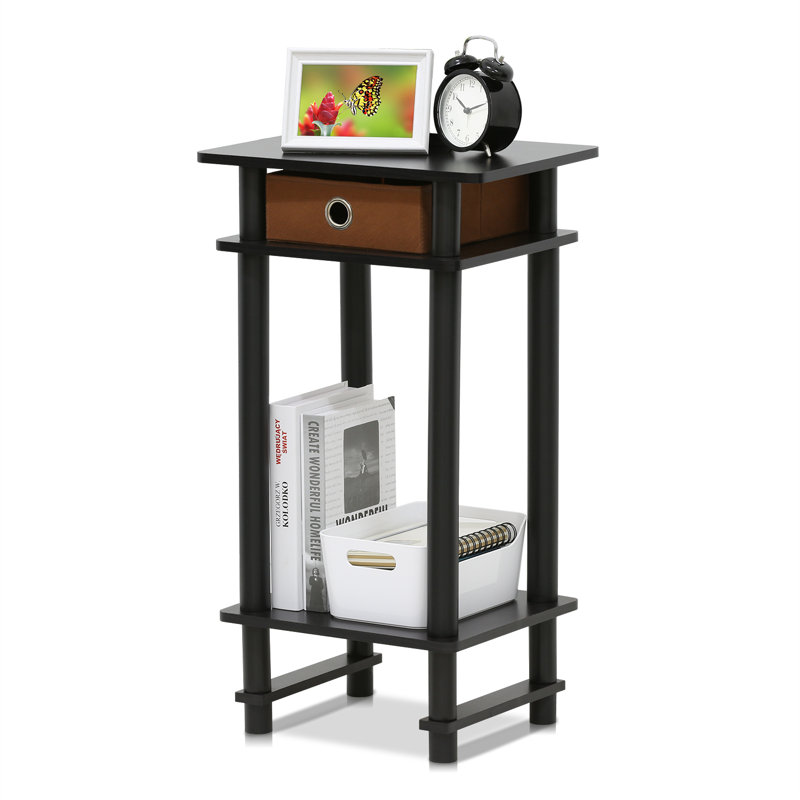 Chrisley Side Table with Fabric Bin Drawer, Set of 1, Espresso