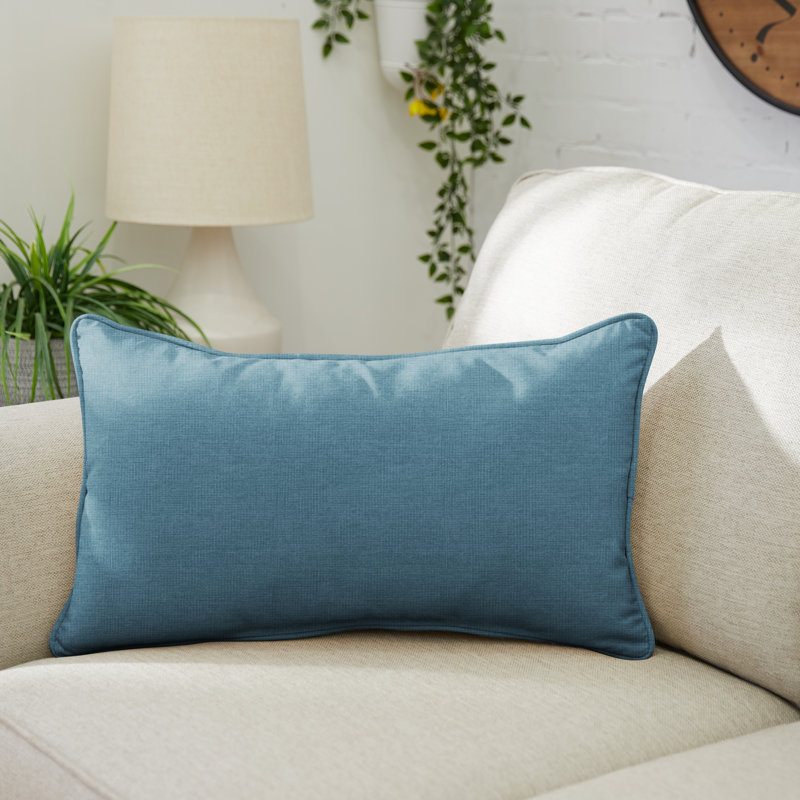 Sunbrella Outdoor Solid Corded Pillow, 12"H x 18"W, Spectrum Denim